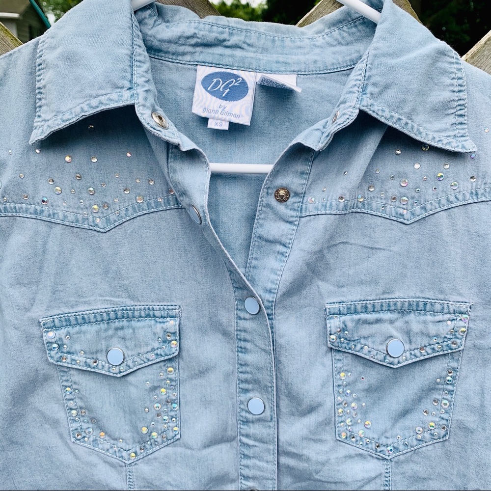 Blue Rhinestone Button Down - Picture 3 of 5